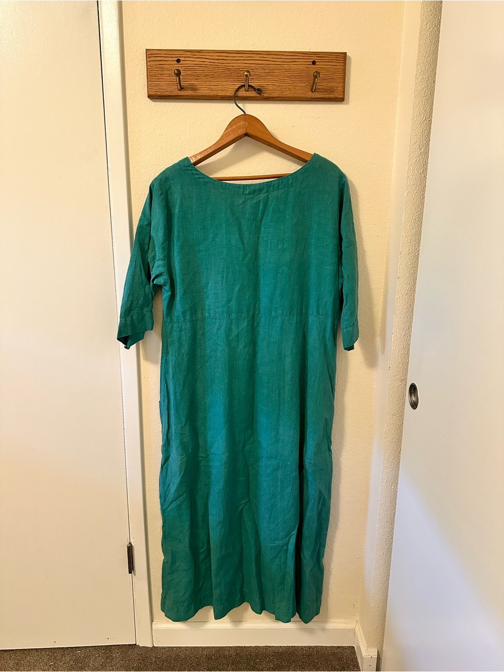 Teal 100% Linen Maxi Dress - Women’s medium - Lagenlook - Camille + Co. - Picture 4 of 12